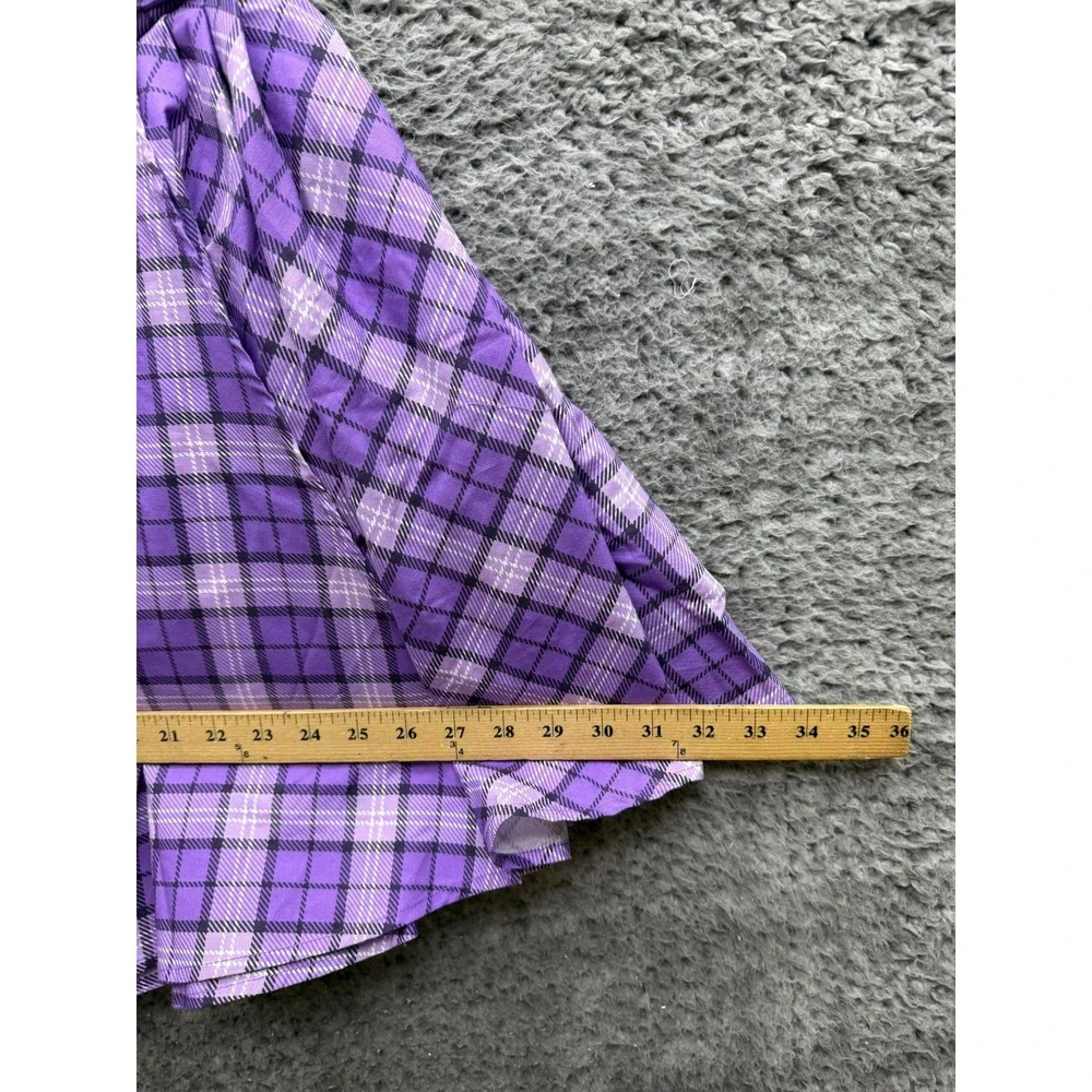 Selkie Plaid Pleated Cotton A-Line Mini Skater Skirt Purple Womens Size XL